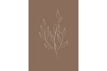 Poster Drawed leaf 21x30 cm - Brun - Boligtilbehør - Billeder & kunst - Posters & plakater