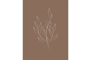 Poster Drawed leaf 30x40 cm - Brun - Boligtilbehør - Billeder & kunst - Posters & plakater