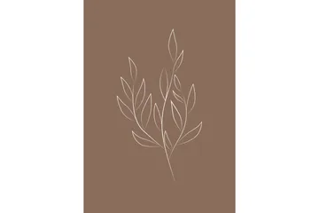 Poster Drawed leaf 50x70 cm - Brun - Boligtilbehør - Billeder & kunst - Posters & plakater
