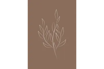 Poster Drawed leaf 70x100 cm - Brun - Boligtilbehør - Billeder & kunst - Posters & plakater