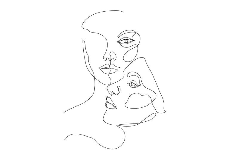 Poster Faces 21x30 cm, Svart/Hvit