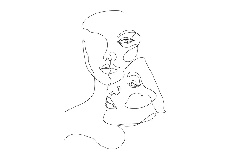 Poster Faces 70x100 cm, Svart/Hvit