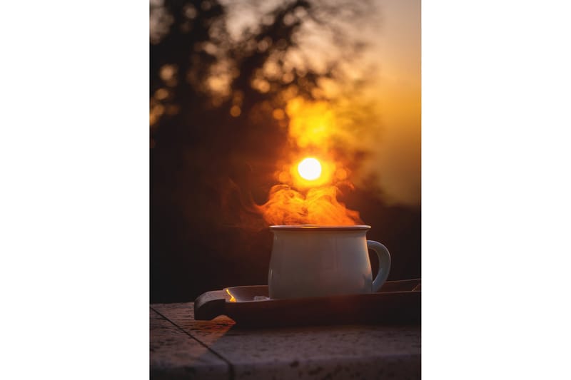 Poster Morning coffee 50x70 cm, Oransje/Svart