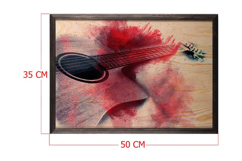 Red Splashed Guitar Illustration Rød/Beige - 50x35 cm - Posters & plakater - Børneplakater