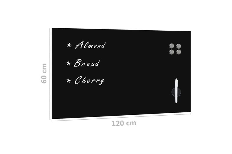 Vægmonteret Magnetisk Tavle 120x60 cm Glas - Sort - Boligtilbehør - Billeder & kunst - Presentationstavle & tegnetavle - Whiteboards tavler