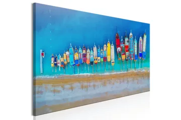 Tavla Colourful Boats (1 Part) Narrow 150x50 - Boligtilbehør - Billeder & kunst - Billeder på lærred