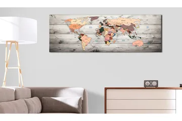 Tavla World Maps Wooden Travels VALUE_MISSING_3 135x45 - Boligtilbehør - Billeder & kunst - Billeder på lærred