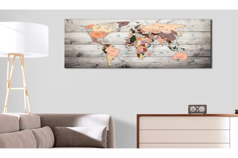Tavla World Maps Wooden Travels VALUE_MISSING_3 135x45 - Boligtilbehør - Billeder & kunst - Billeder på lærred