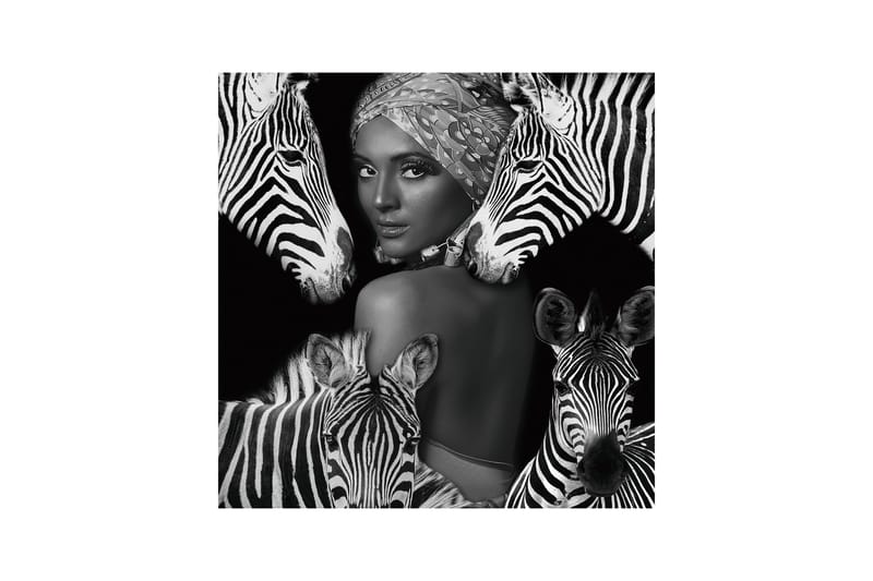 Zebra Queen Akryl maleri 120x120 cm - Flerfarvet - Boligtilbehør - Billeder & kunst