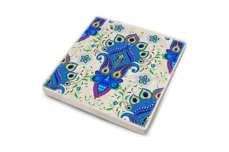 Glasbrikker 4 stk - Blå/Flerfarvet - Boligtilbehør - Borddekoration - Glasbrik