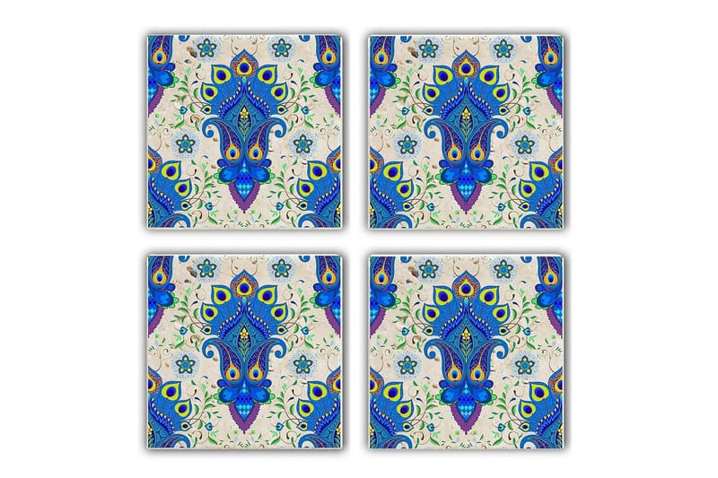 Glasbrikker 4 stk - Blå/Flerfarvet - Boligtilbehør - Borddekoration - Glasbrik