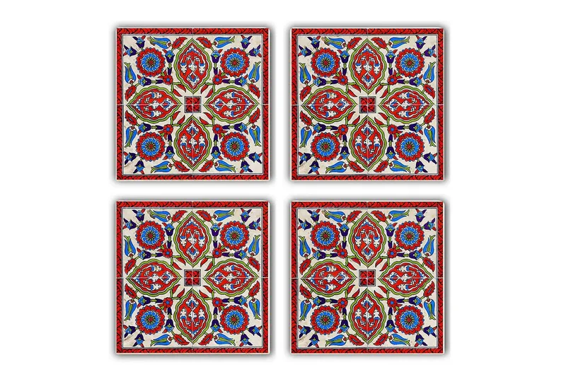 Glasbrikker 4 stk, Blå/Rød/Grøn