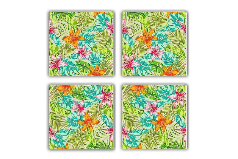 Glasbrikker 4 stk, Flerfarvet