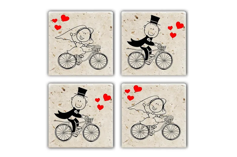 Glasbrikker 4 stk, Flerfarvet