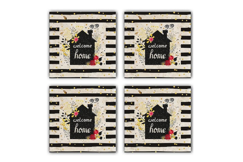 Glasbrikker 4 stk, Flerfarvet