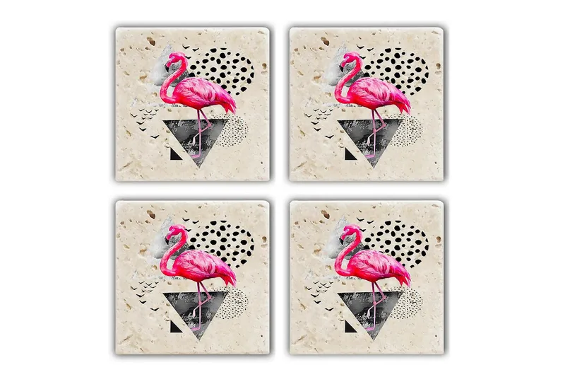 Glasbrikker 4 stk, Flerfarvet