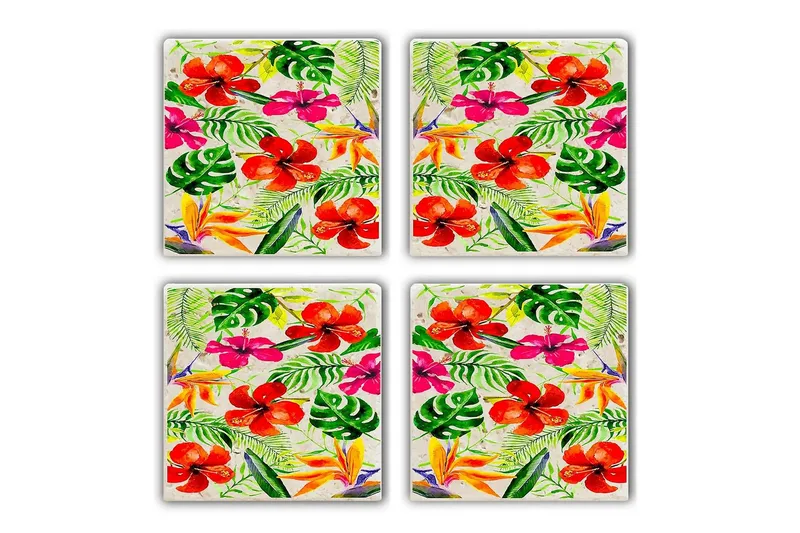 Glasbrikker 4 stk, Flerfarvet