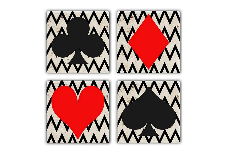 Glasbrikker 4 stk, Flerfarvet