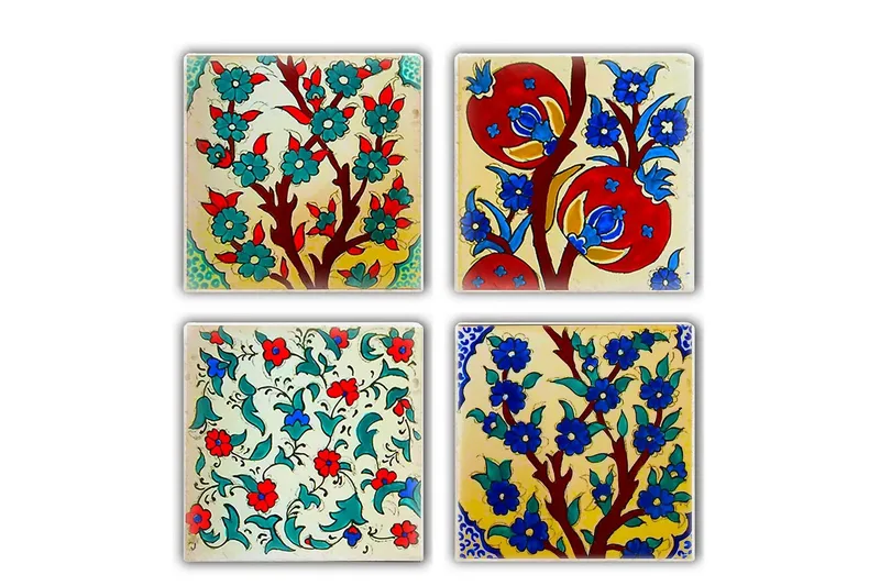 Glasbrikker 4 stk - Flerfarvet - Boligtilbehør - Borddekoration - Glasbrik