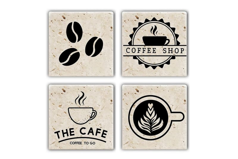 Glasbrikker 4 stk, Flerfarvet