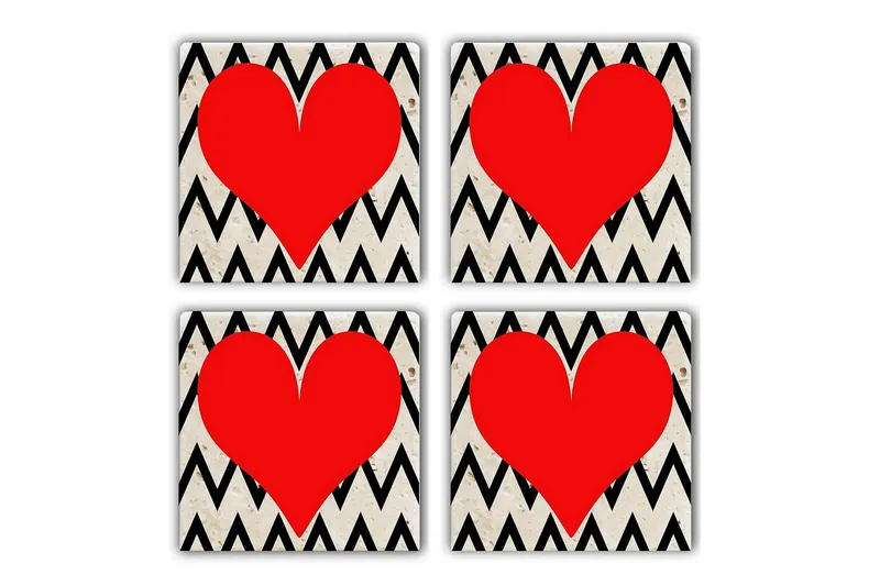 Glasbrikker 4 stk, Flerfarvet