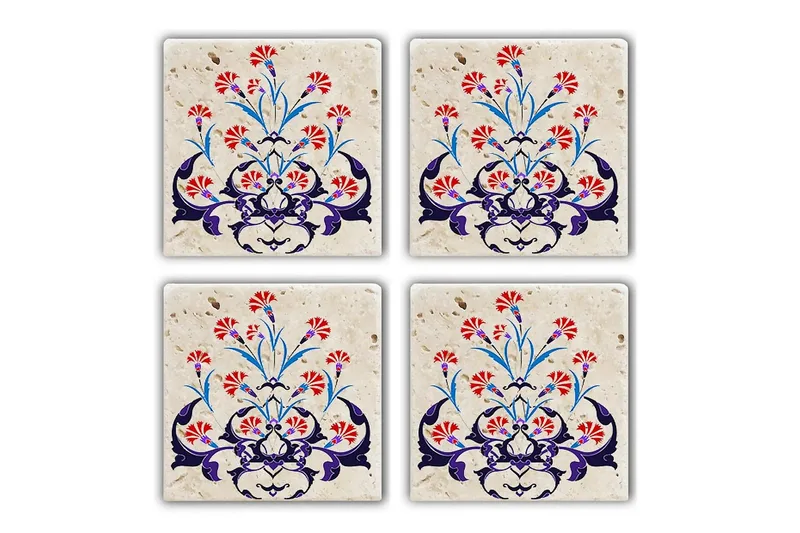 Glasbrikker 4 stk - Flerfarvet - Boligtilbehør - Borddekoration - Glasbrik