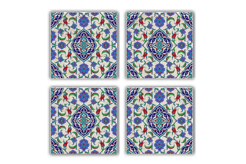 Glasbrikker 4 stk, Flerfarvet