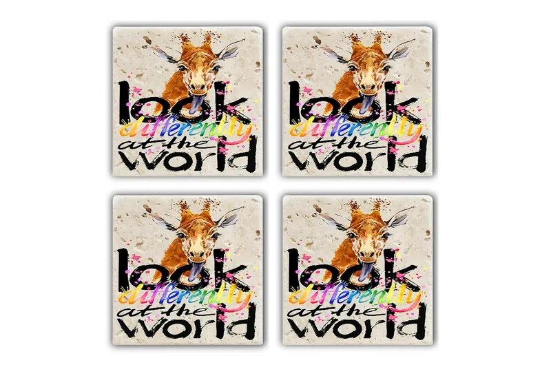 Glasbrikker 4 stk, Flerfarvet