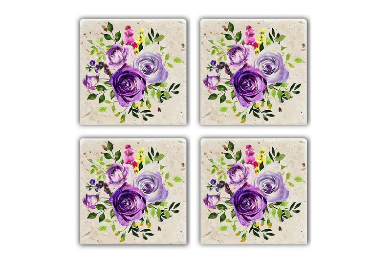 Glasbrikker 4 stk, Flerfarvet