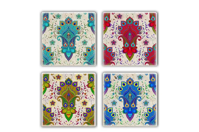 Glasbrikker 4 stk - Flerfarvet - Boligtilbehør - Borddekoration - Glasbrik