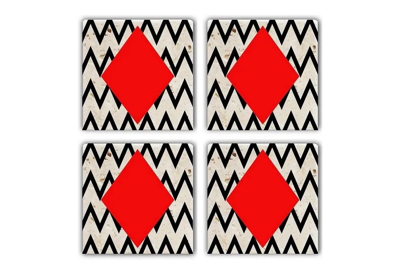 Glasbrikker 4 stk, Flerfarvet