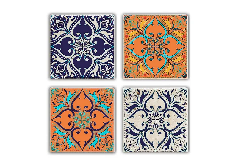 Glasbrikker 4 stk, Flerfarvet