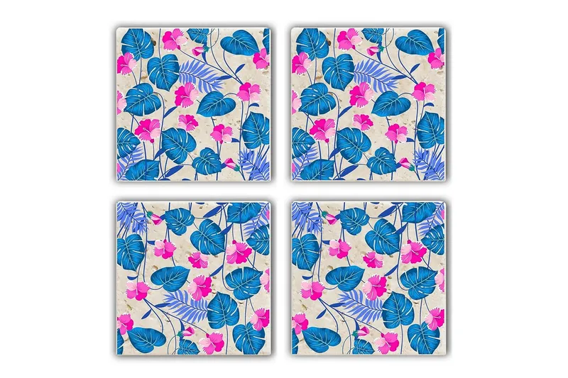 Glasbrikker 4 stk, Flerfarvet