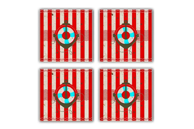 Glasbrikker 4 stk, Flerfarvet