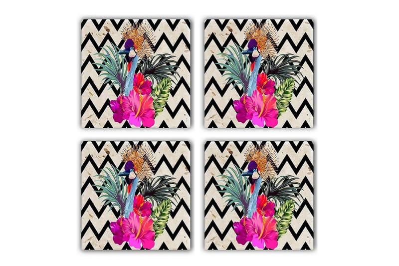 Glasbrikker 4 stk, Flerfarvet