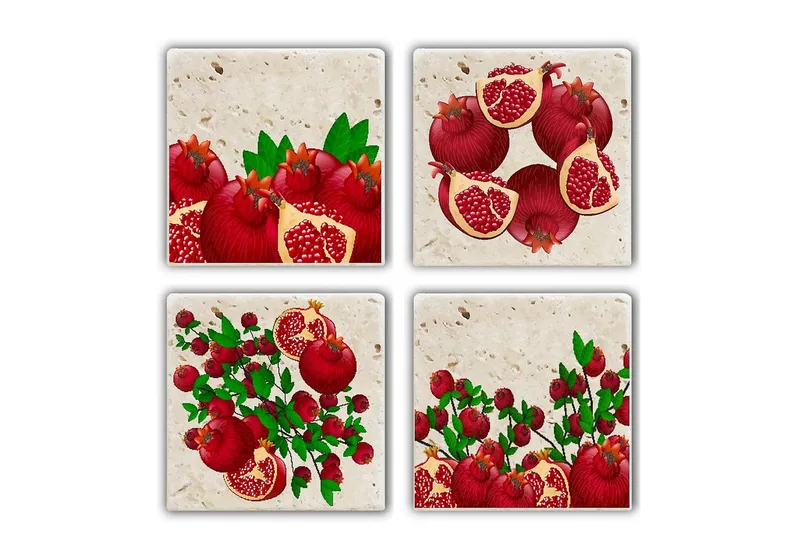 Glasbrikker 4 stk, Flerfarvet