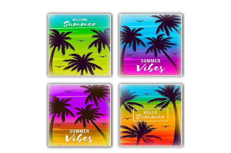 Glasbrikker 4 stk - Flerfarvet - Boligtilbehør - Borddekoration - Glasbrik