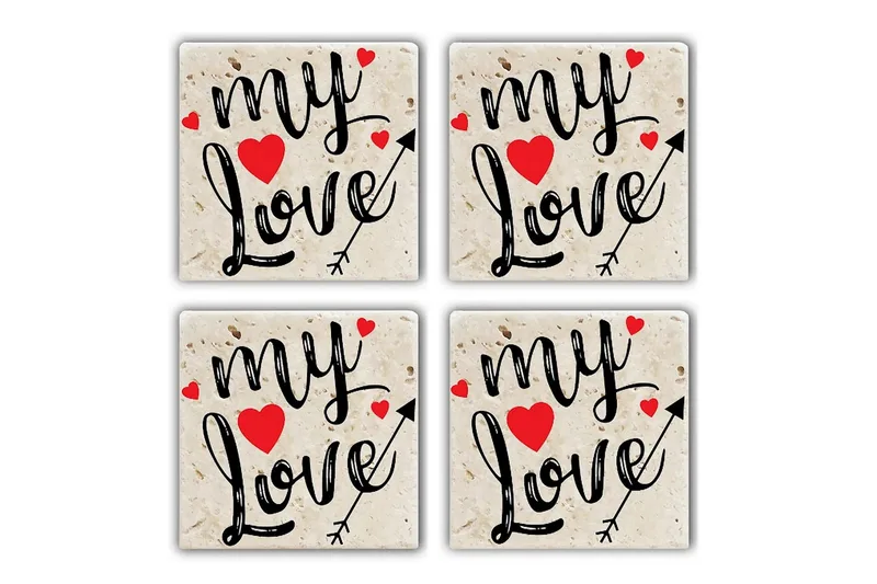 Glasbrikker 4 stk - Flerfarvet - Boligtilbehør - Borddekoration - Glasbrik