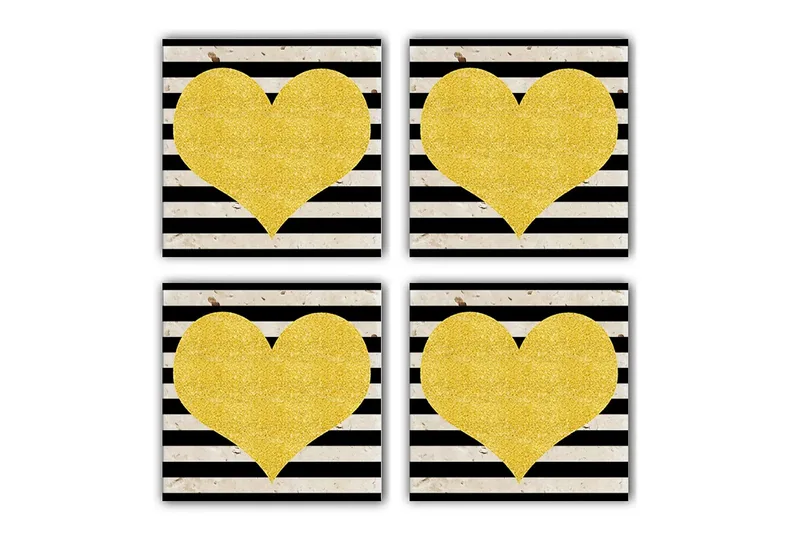 Glasbrikker 4 stk, Flerfarvet