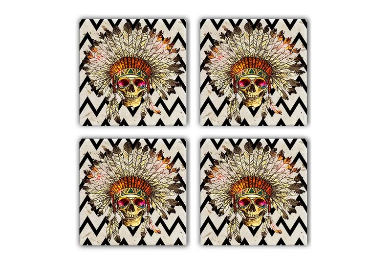 Glasbrikker 4 stk, Flerfarvet