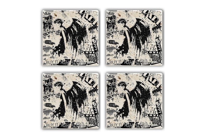 Glasbrikker 4 stk, Flerfarvet