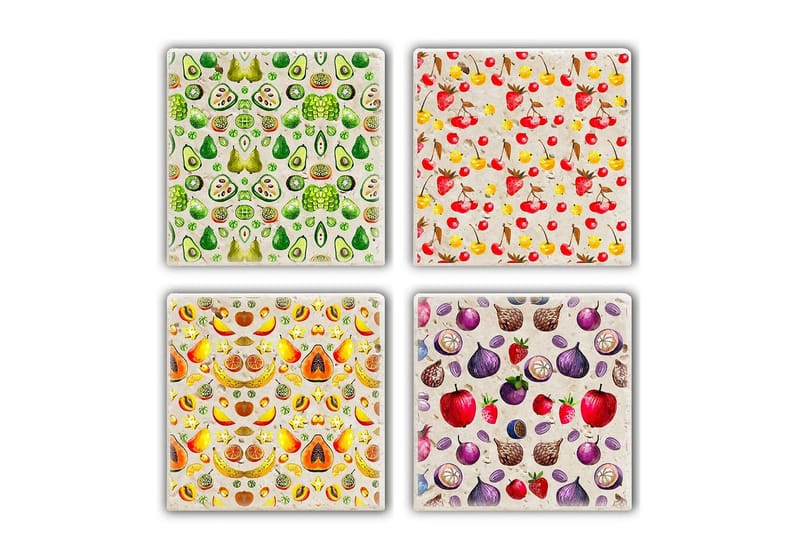 Glasbrikker 4 stk, Flerfarvet