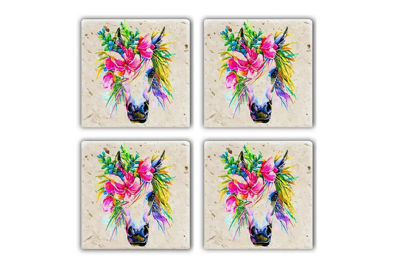 Glasbrikker 4 stk, Flerfarvet