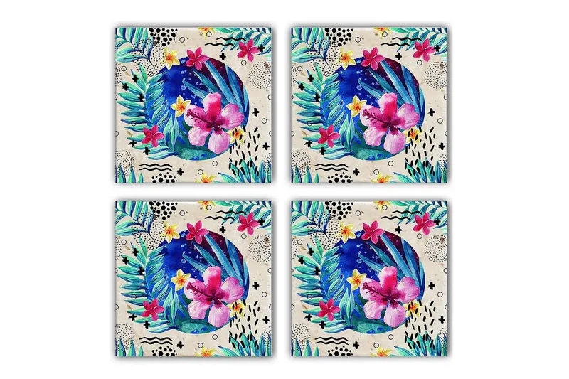 Glasbrikker 4 stk, Flerfarvet