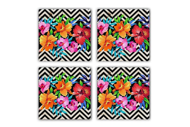 Glasbrikker 4 stk, Flerfarvet