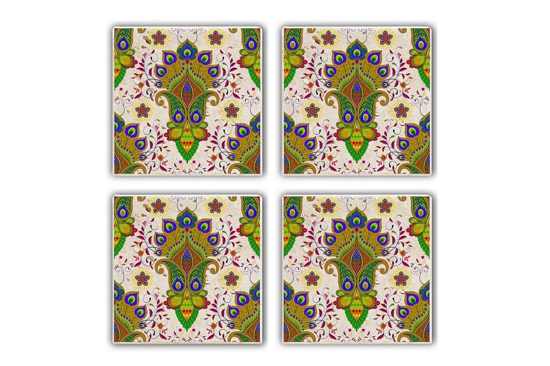 Glasbrikker 4 stk - Grøn/Flerfarvet - Boligtilbehør - Borddekoration - Glasbrik