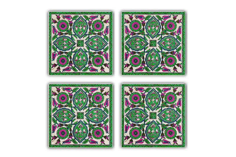 Glasbrikker 4 stk, Grøn/Lilla