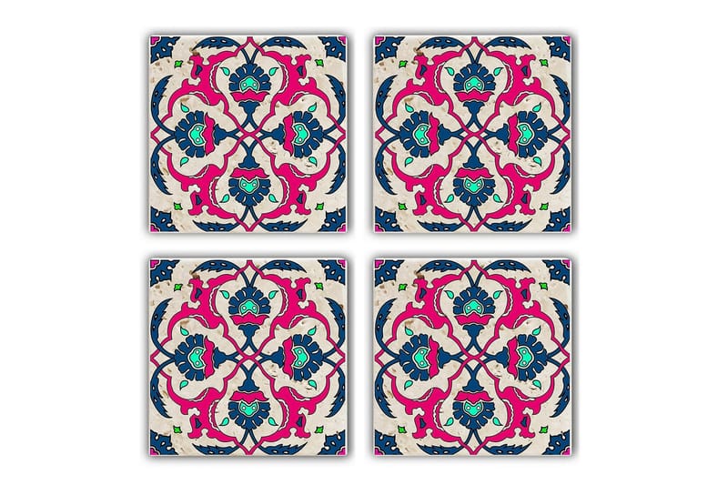 Glasbrikker 4 stk - Rosa/Mørkeblå - Boligtilbehør - Borddekoration - Glasbrik