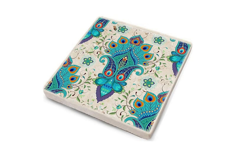 Glasbrikker 4 stk - Turkis/Flerfarvet - Boligtilbehør - Borddekoration - Glasbrik