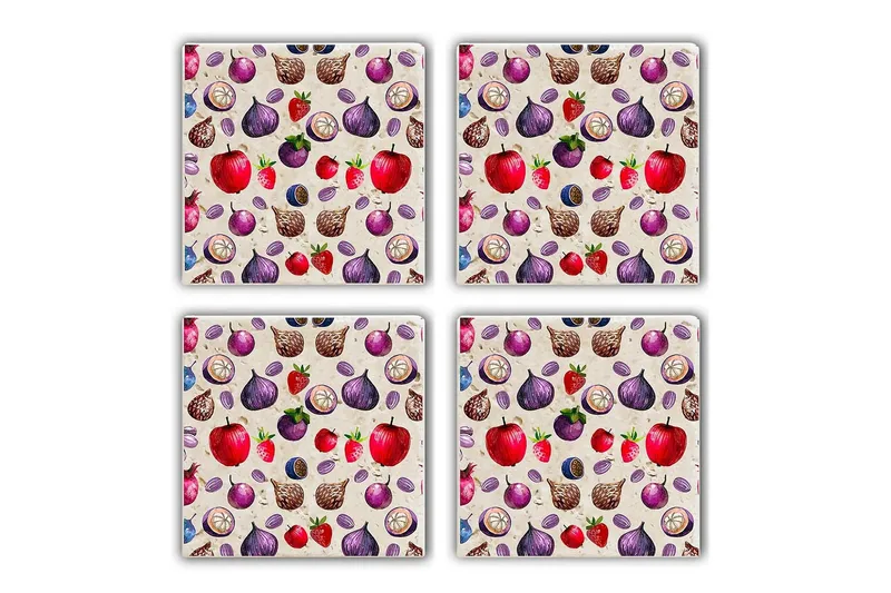 Kitchenware glas måtte (4 stk), Flerfarvet